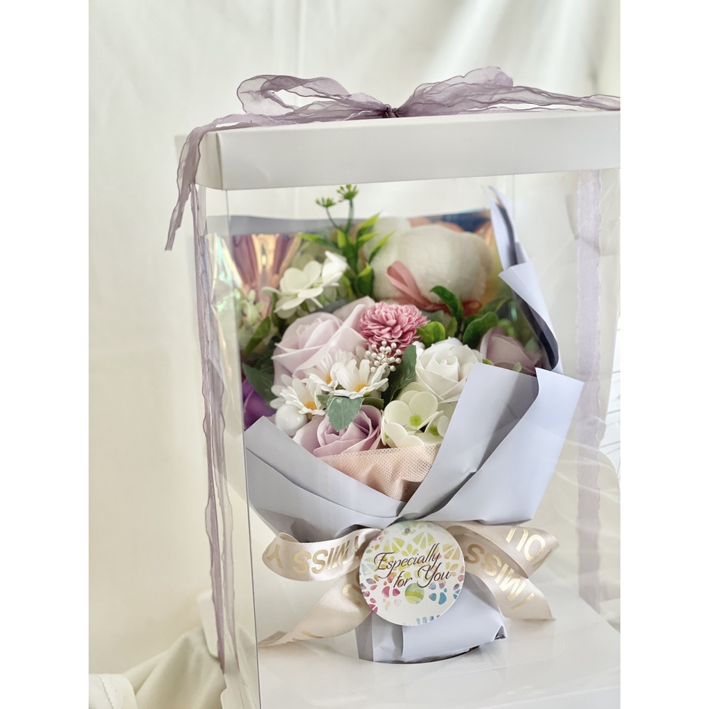 Soap Mixed Flowers Bouquet with Teddy Bear Gift Set - Image 6