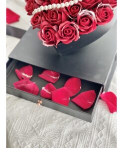 Romantic Soap Roses in Red Premium Gift Box with drawer - Image 3