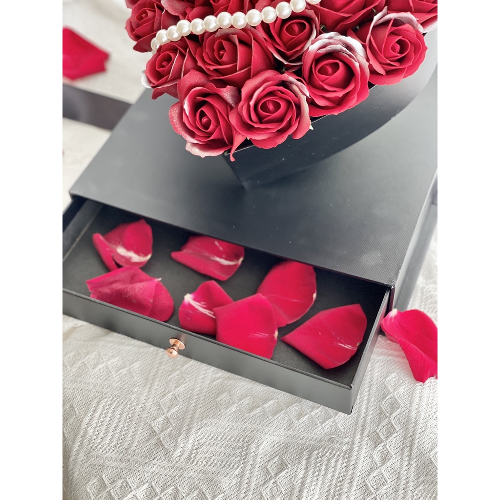 Romantic Soap Roses in Red Premium Gift Box with drawer - Image 3