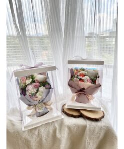 Soap Mixed Flowers Bouquet with Teddy Bear Gift Set