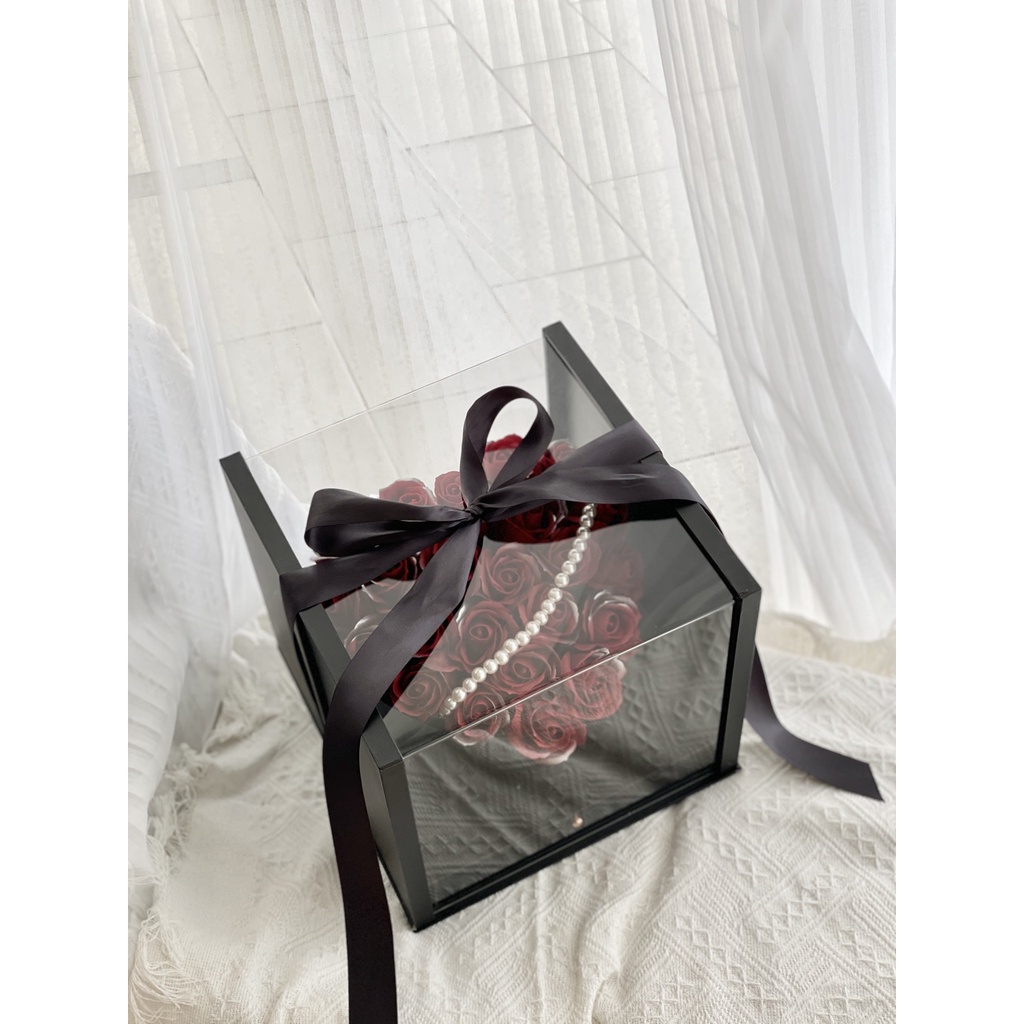 Romantic Soap Roses in Red Premium Gift Box with drawer - Image 4