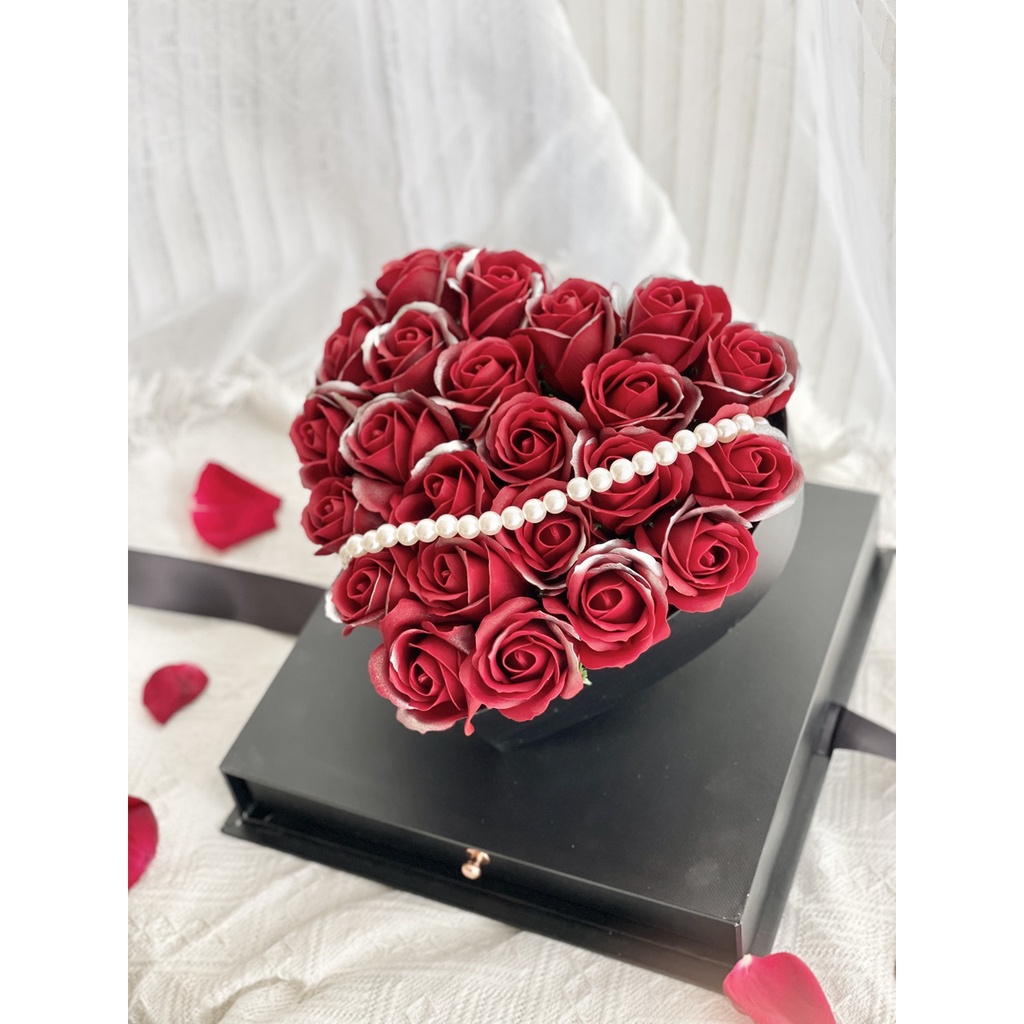 Romantic Soap Roses in Red Premium Gift Box with drawer - Image 5