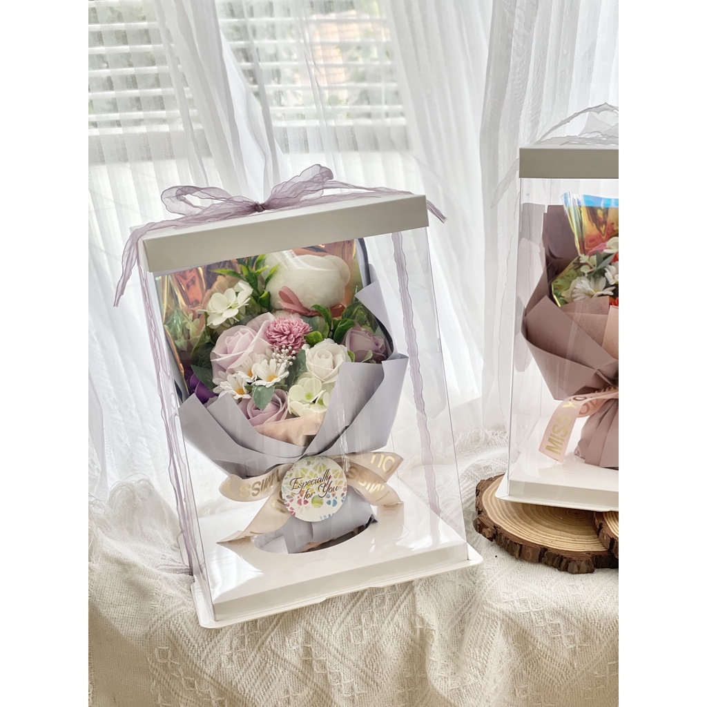 Soap Mixed Flowers Bouquet with Teddy Bear Gift Set - Image 4
