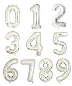 Silver 16 Inch Foil Balloon Numbers (Air)