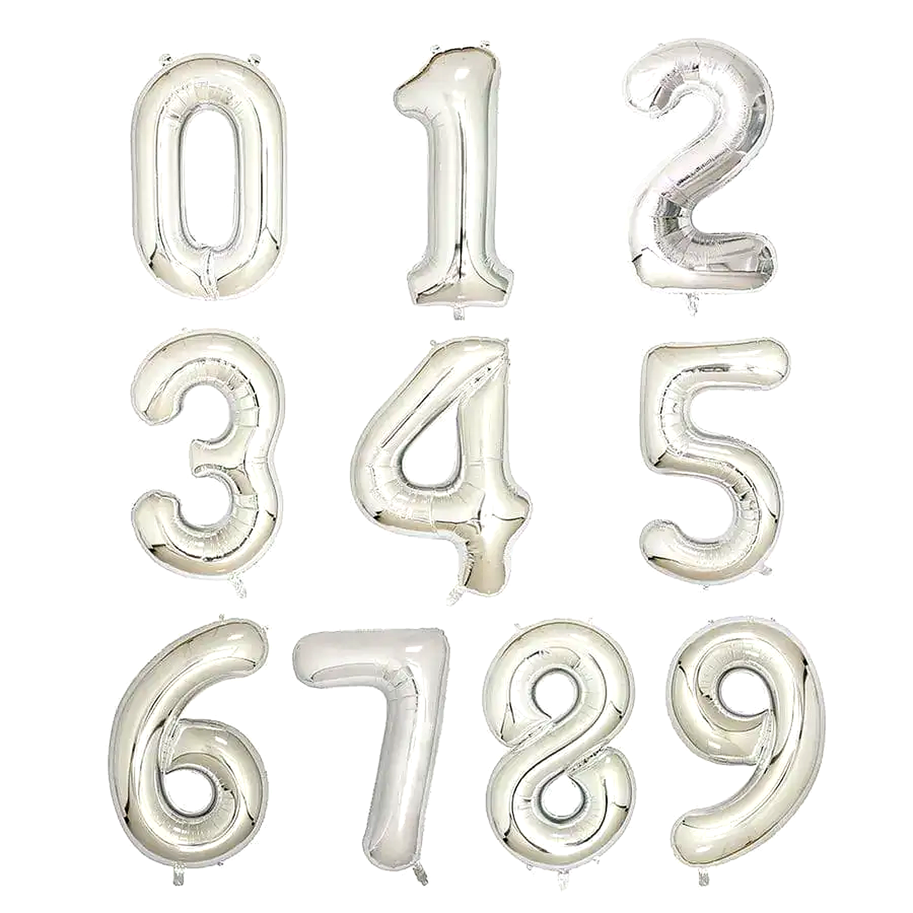 Silver 16 Inch Foil Balloon Numbers (Air)