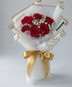 Red Rose Bouquet Golden Romance