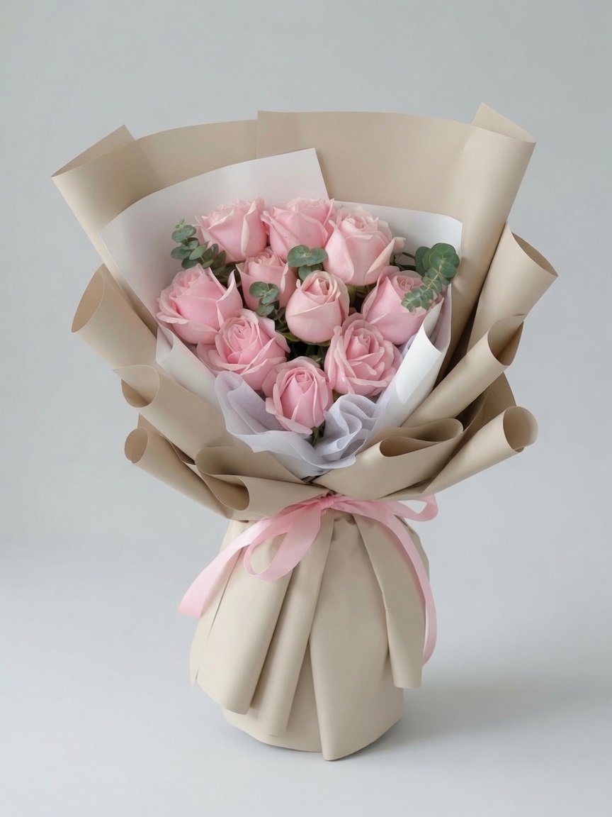 Pink Rose Bouquet Cherry Blossom