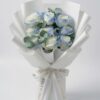 Rose Bouquet 9 Blue Stalks In Embrace