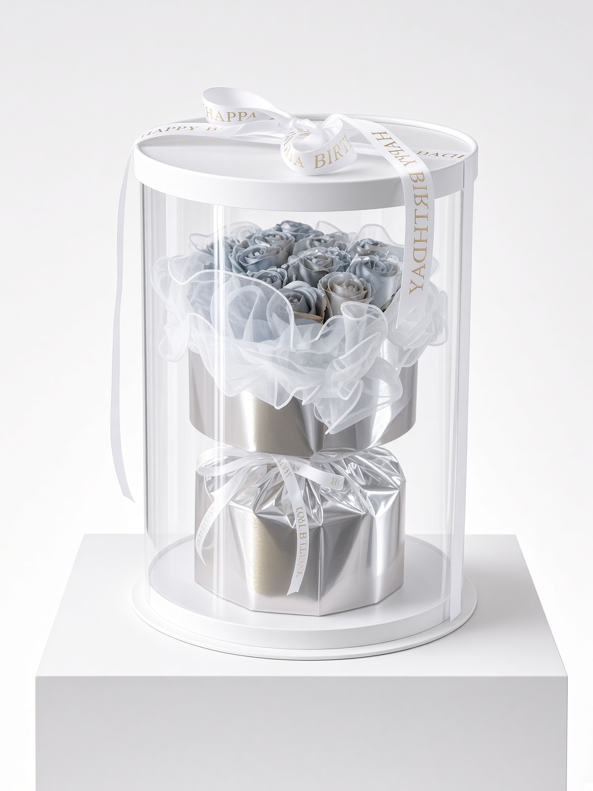 Soap Rose Bouquet Birthday Gift | Luxury Acrylic Cylinder Box