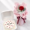Single Rose Bouquet & Bento Cake | Flower & Cake Set
