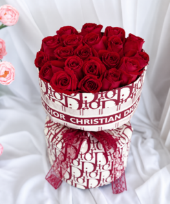 Red Rose Bouquet Dior-Inspired - Image 2