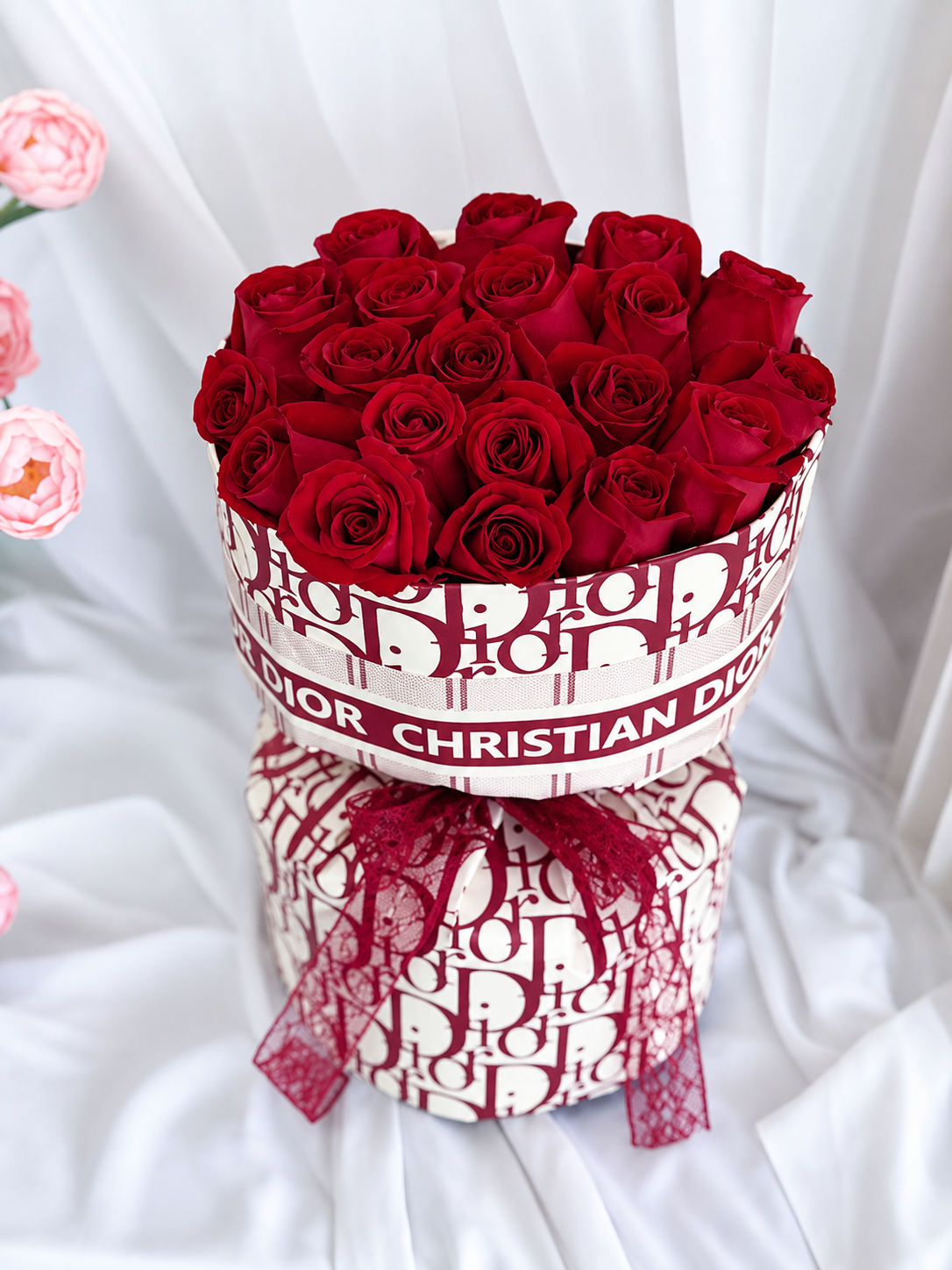 Red Rose Bouquet Dior-Inspired - Image 2