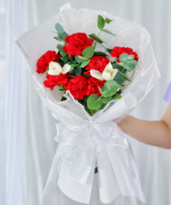 Mother’s Day Bouquet Crimson Carnation Tulip - Image 2