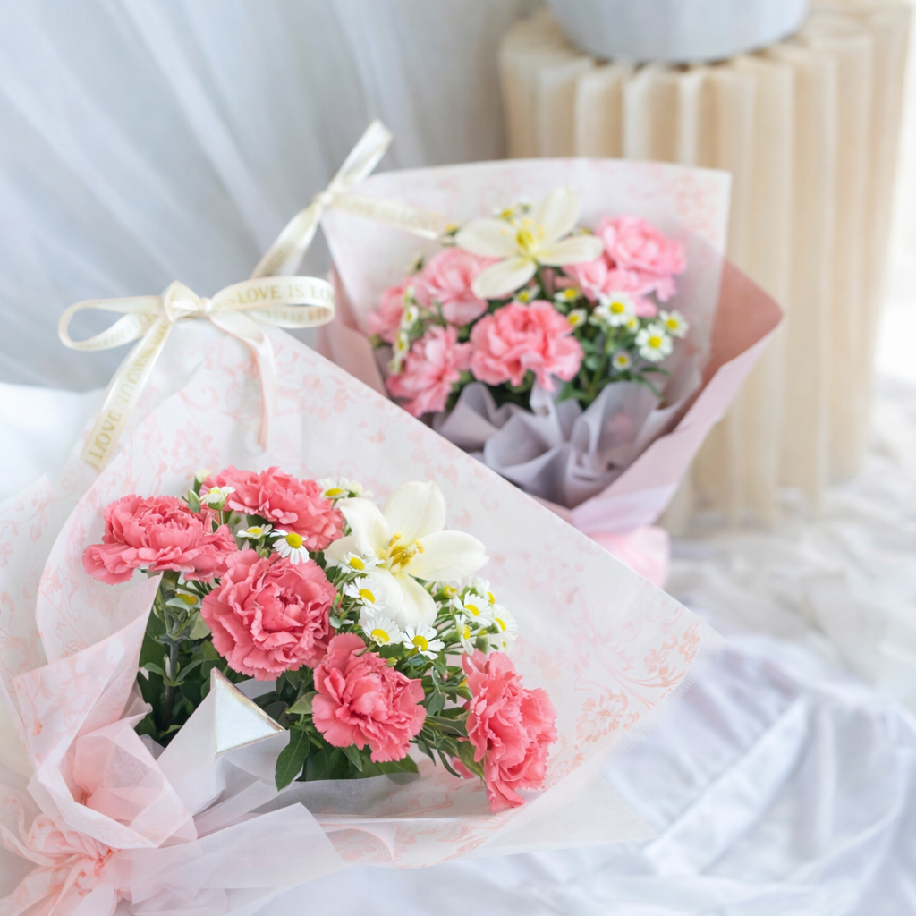 Mother’s Day Bouquet Pink Carnation Tulip - Image 2