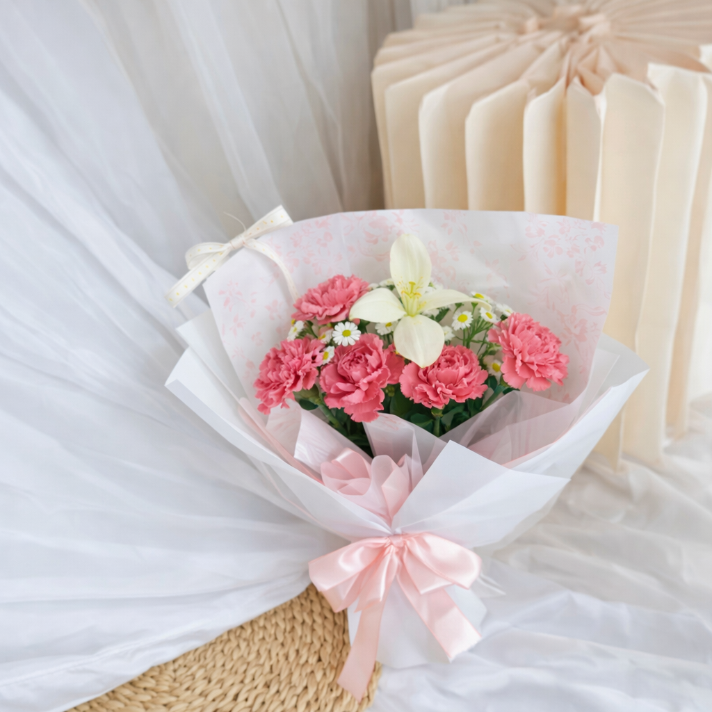 Mother’s Day Bouquet Pink Carnation Tulip - Image 3