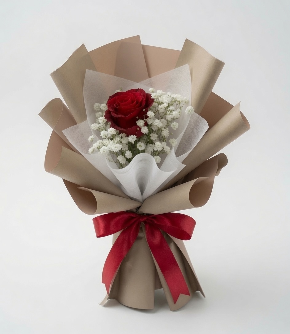 Single Rose Bouquet Crimson Promise