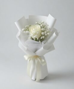 Single Rose Bouquet White Aurora’s Caress
