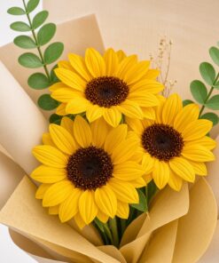 3 Stalk Soap Flower Sunflower Bouquet - Image 2