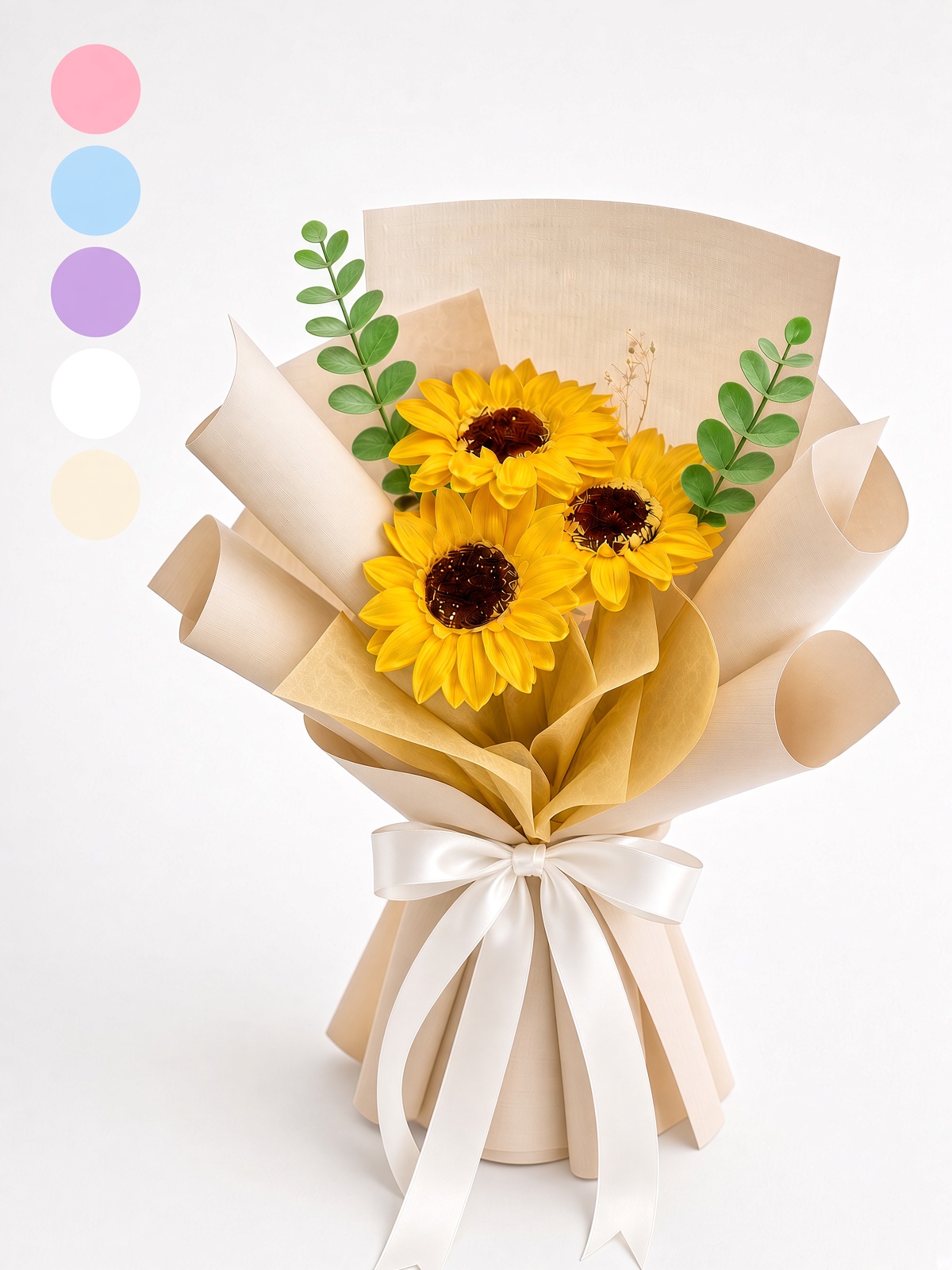 3 Stalk Soap Flower Sunflower Bouquet