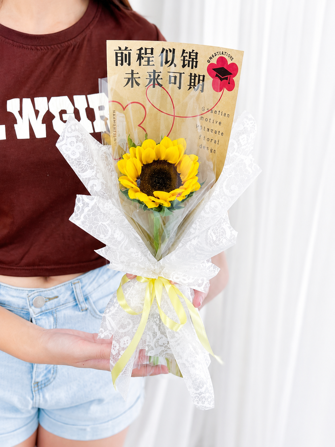 Graduation Bouquet Sunflower Solitaire Honor - Image 3