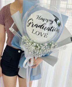 Graduation Baby Breath Hot Air Balloon Bouquet - Image 2