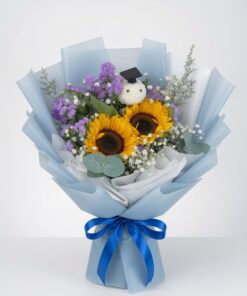 Graduation Bouquet Sunflower Blue Horizon