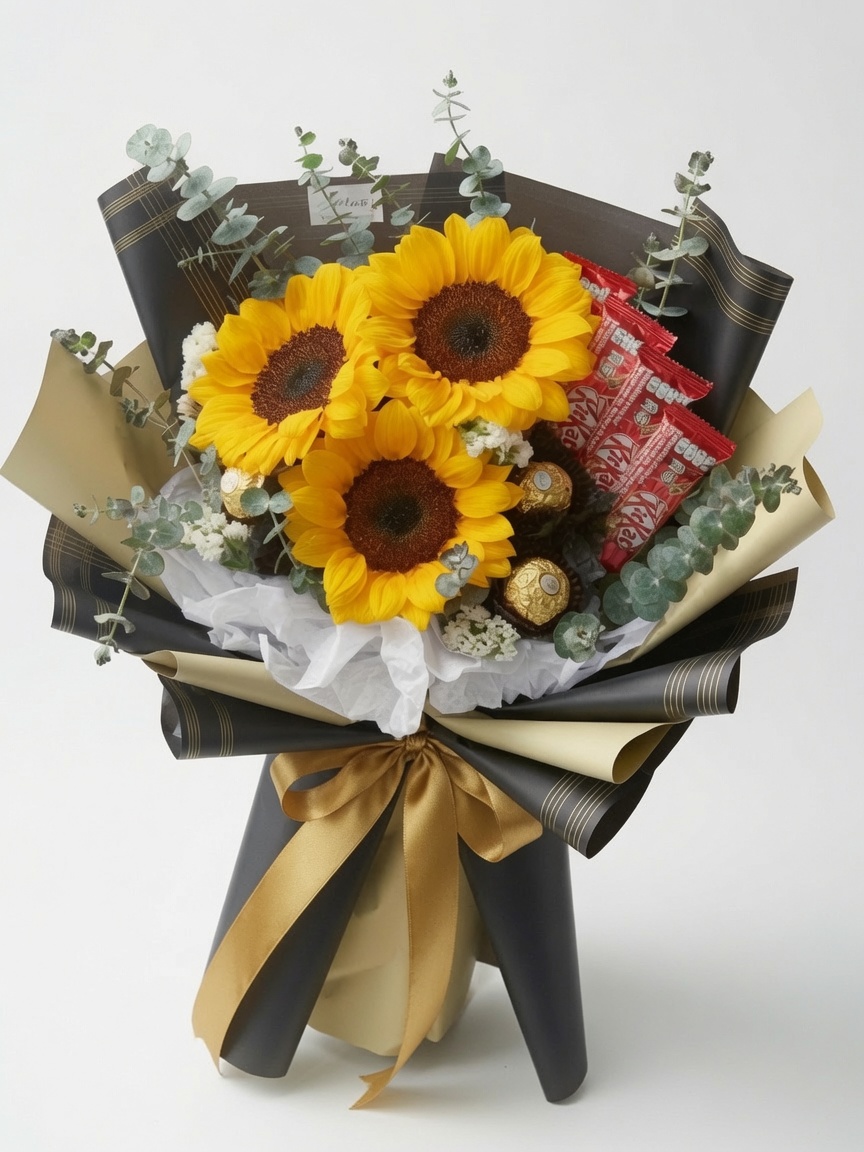 Sunflower Chocolate Bouquet Golden Delight