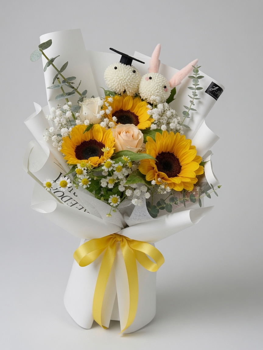 Graduation Bouquet Sunflower Sunshine Bunny