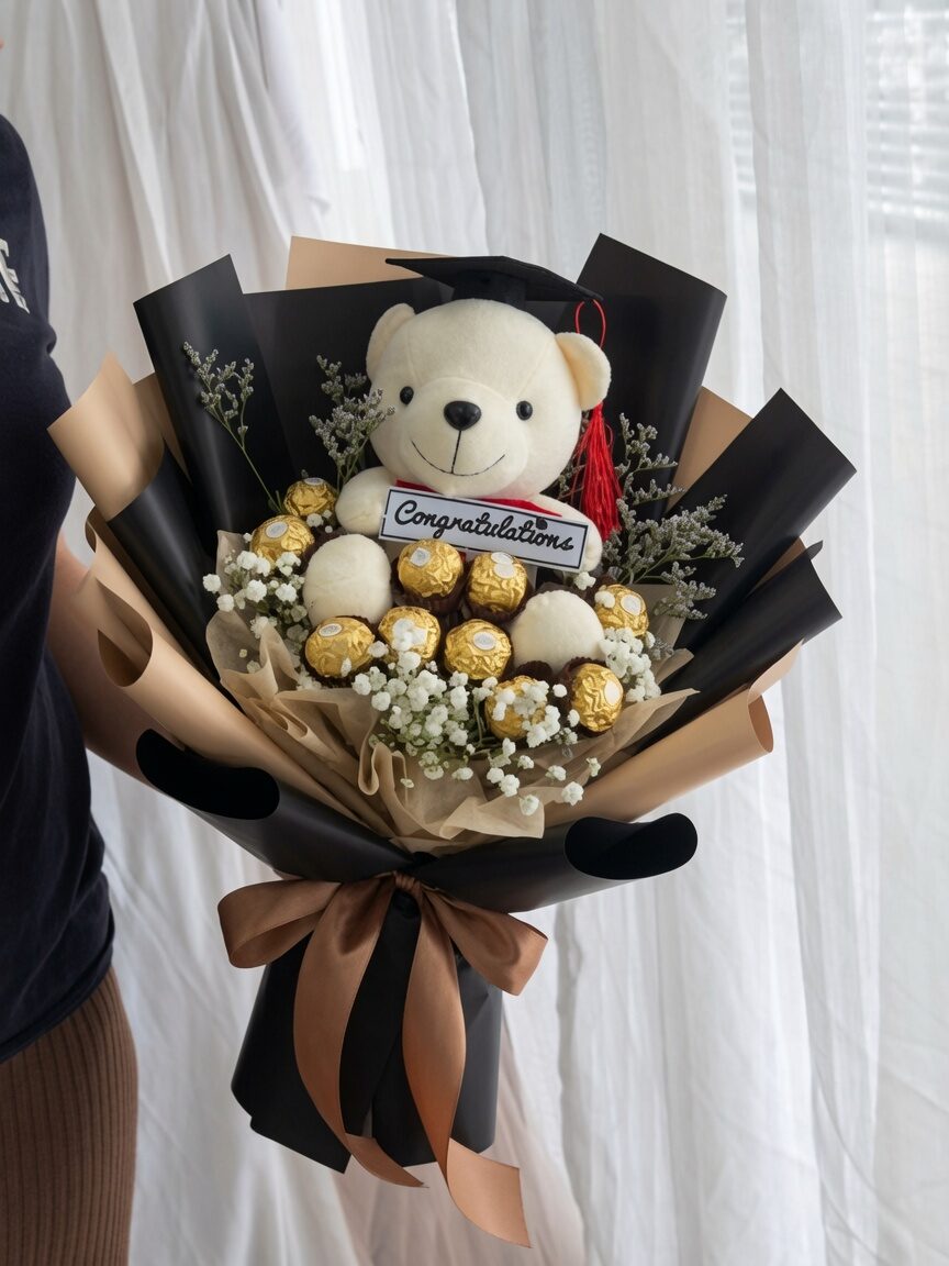 Graduation Bouquet Chocolate Golden Bear Hug - Image 2