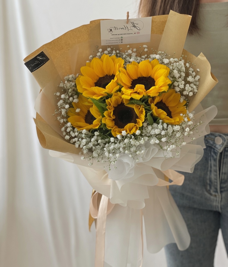Sunflower Bouquet Five Golden Embrace - Image 2