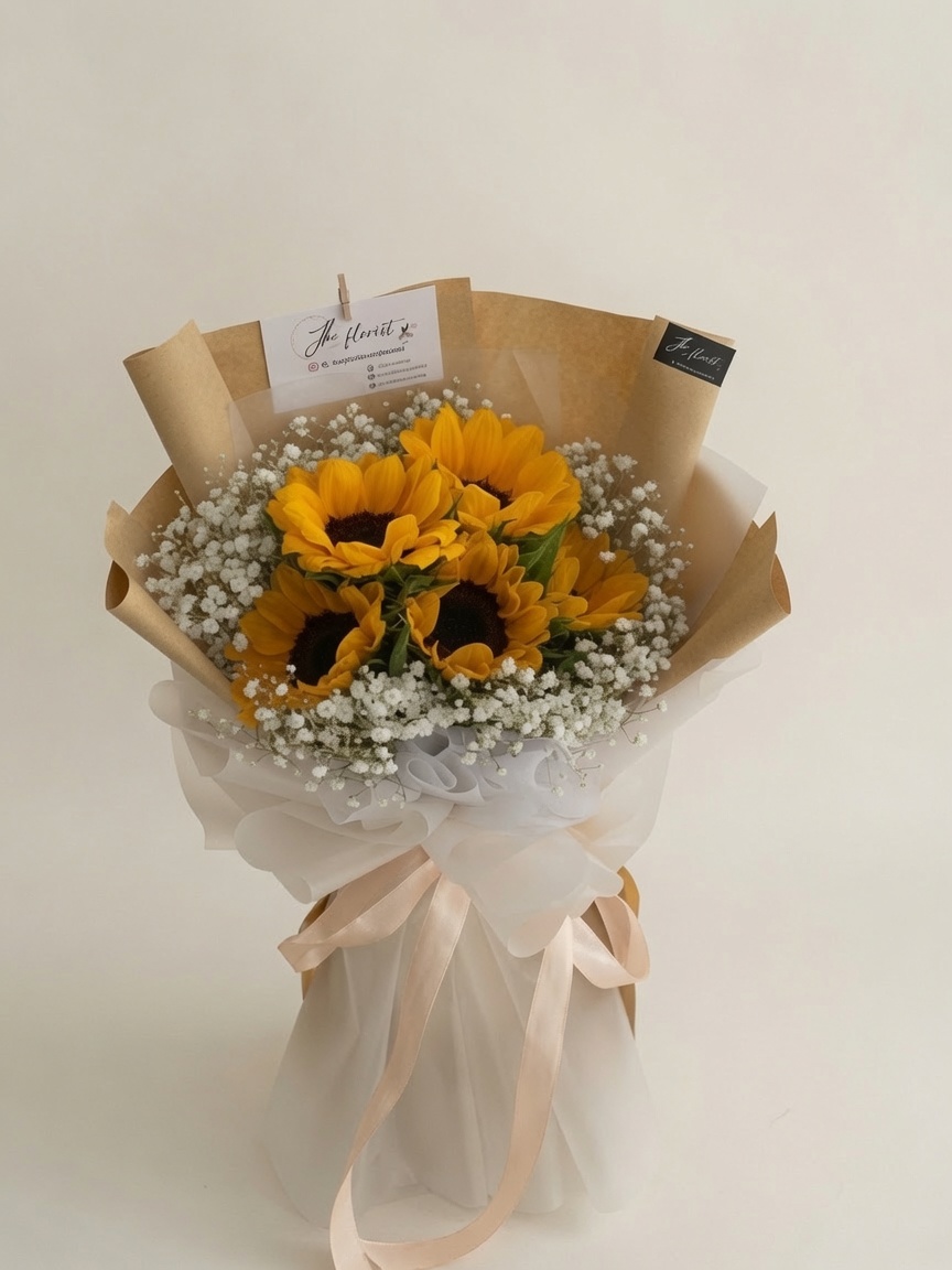 Sunflower Bouquet Five Golden Embrace