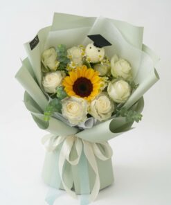 Graduation Bouquet Sunflower White Triumph