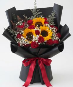 Sunflower Rose Bouquet Radiant Majesty