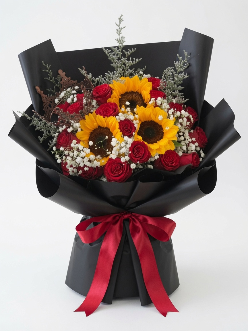 Sunflower Rose Bouquet Radiant Majesty