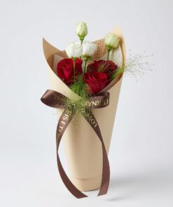 Red Rose Bouquet & Lisianthius In A Vase