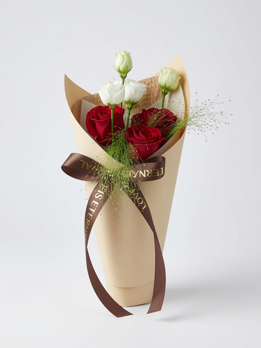 Red Rose Bouquet & Lisianthius In A Vase