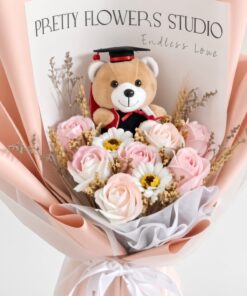 Graduation Bouquet Soap Flower Peach Blossom - Image 2