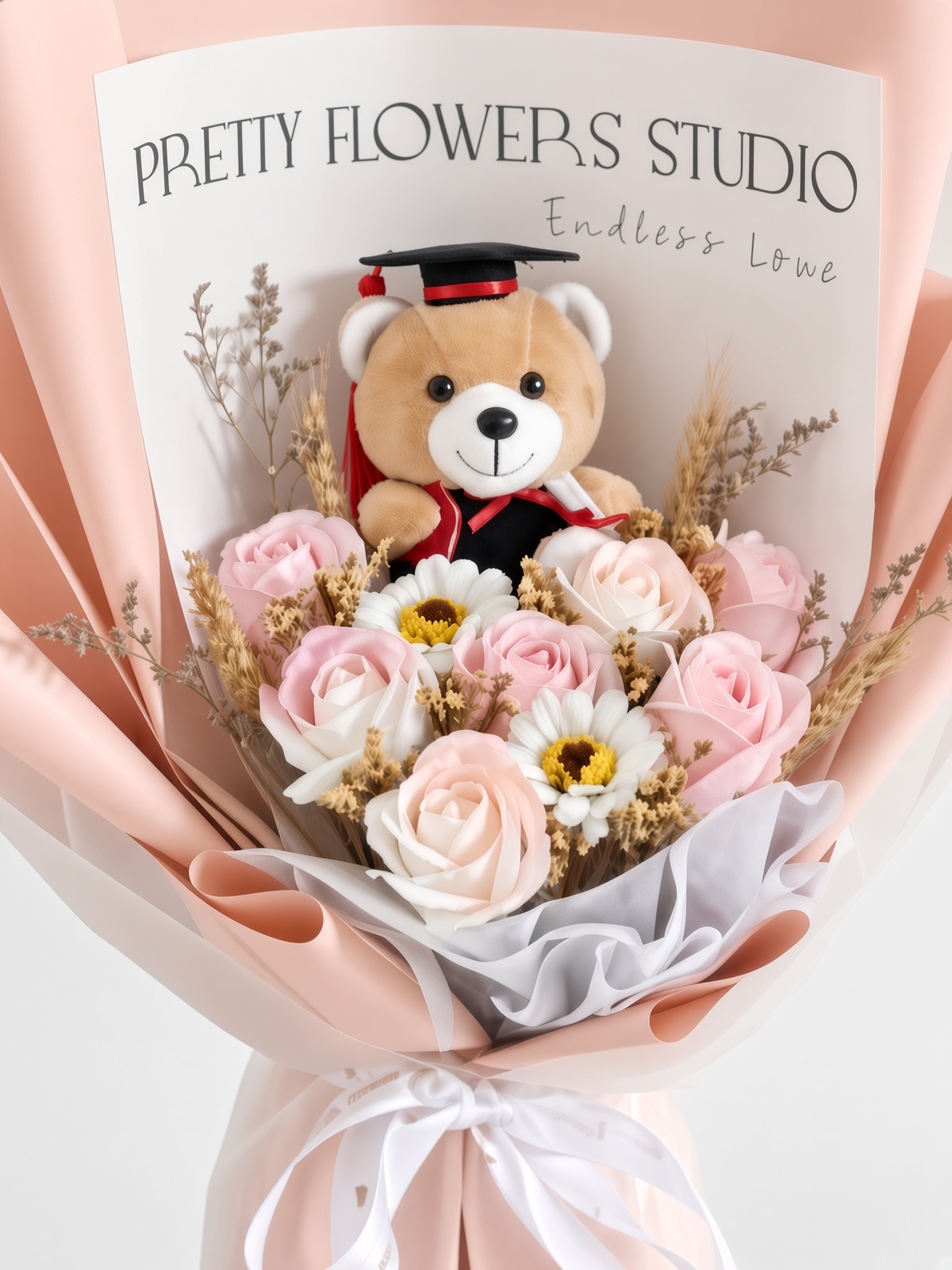 Graduation Bouquet Soap Flower Peach Blossom - Image 2