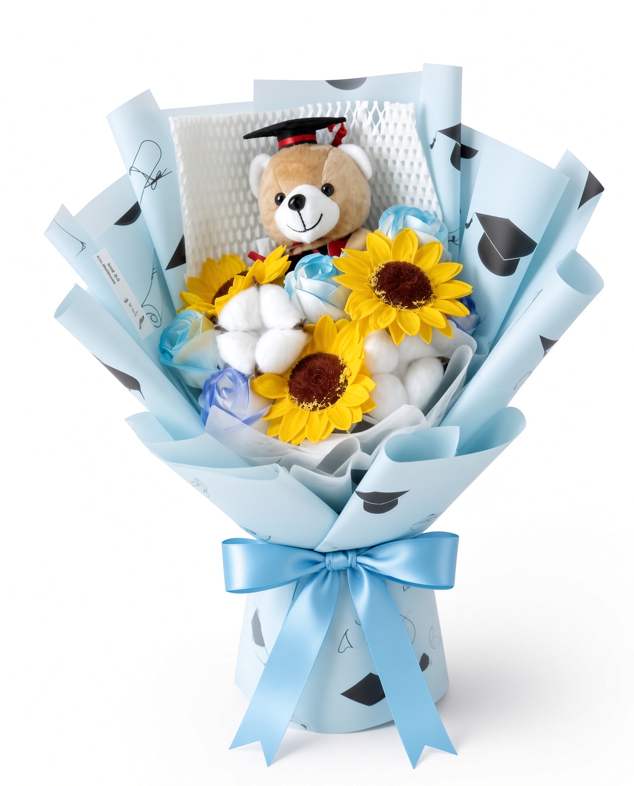 Graduation Bouquet Soap Flower Blue Skies