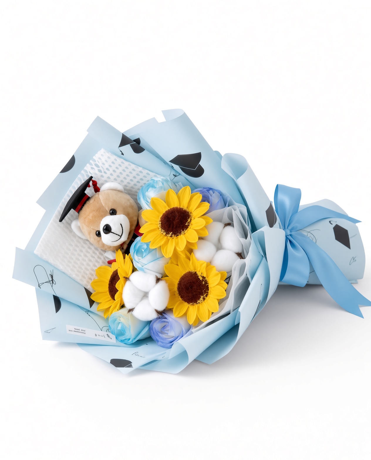 Graduation Bouquet Soap Flower Blue Skies - Image 2