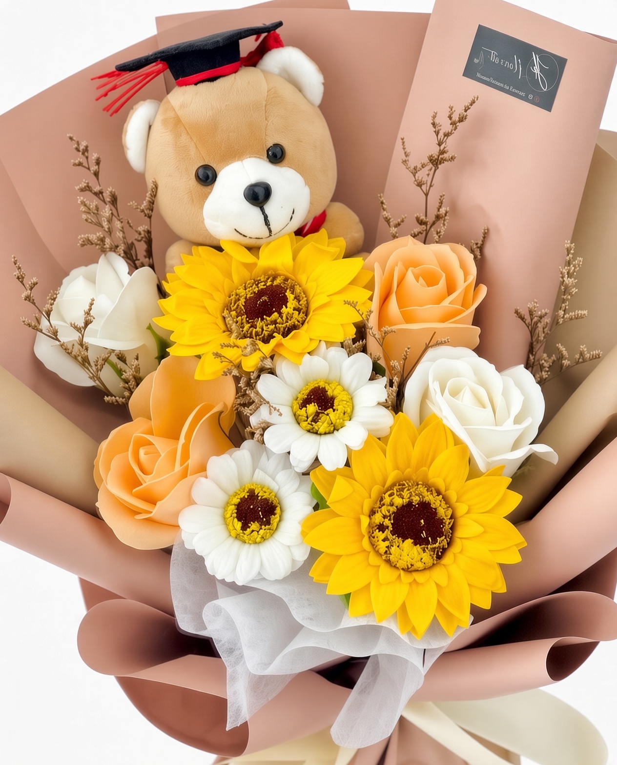 Graduation Bouquet Soap Flower Golden Journey - Image 2