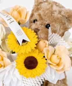 Soap Flower Birthday Box | Sunflowers, Roses & Teddy Bear - Image 2