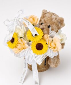 Soap Flower Birthday Box | Sunflowers, Roses & Teddy Bear