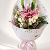 Fresh Pink Lily Bouquet with White Eustomas | Oriental Lilies & Lisianthus
