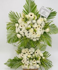 Condolences Stand Premium White Gerbera & Rose
