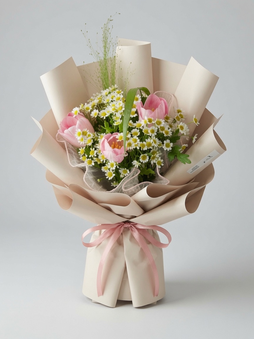 Tulip Bouquet Pink Meadow Charm