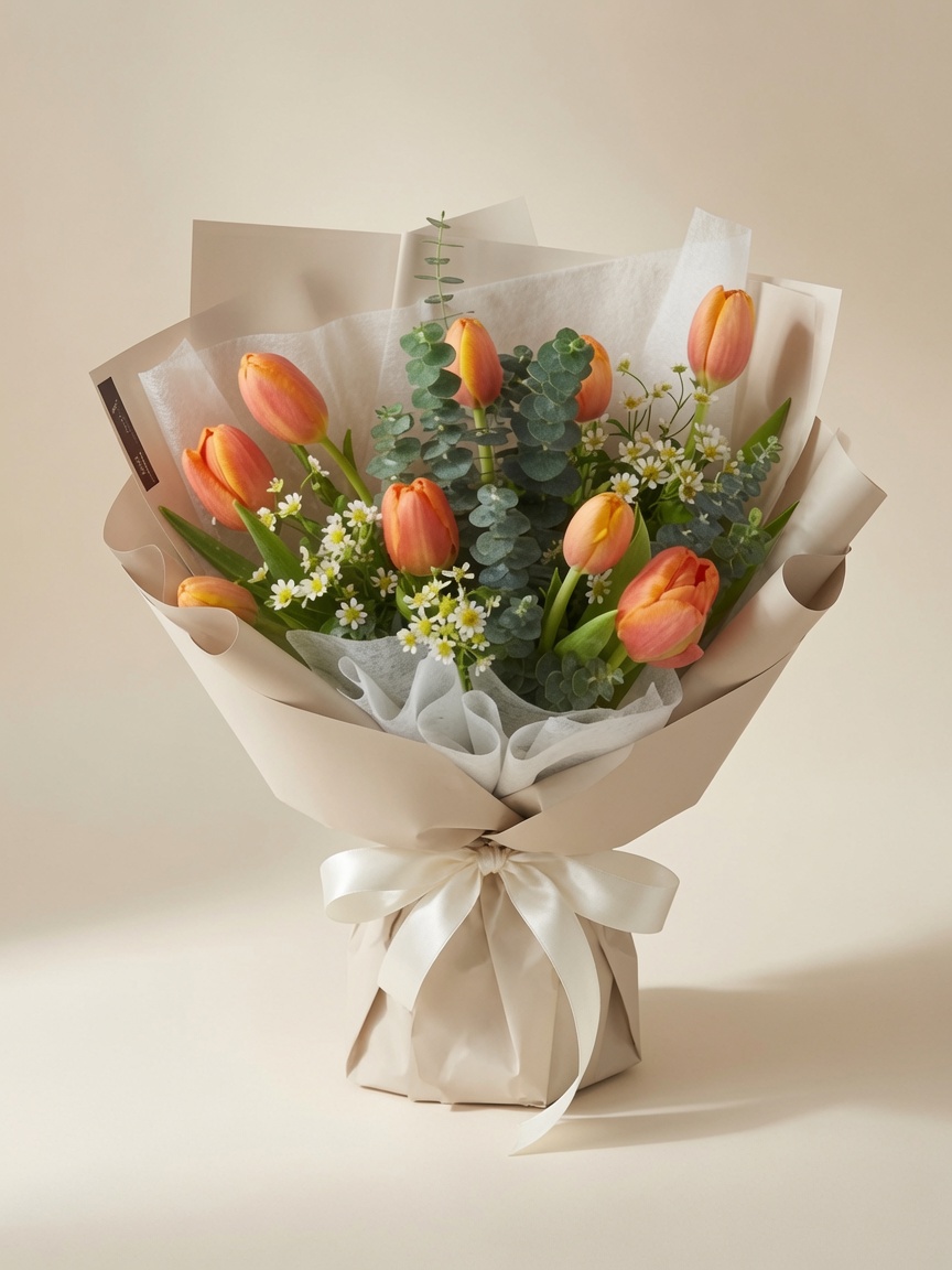 Tulip Bouquet Amber Orange Charm