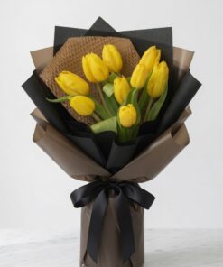 Yellow Tulip Bouquet Midnight Sun-kissed