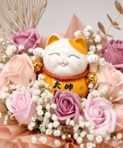 Lucky Cat Maneki Neko Soap Flower Opening Box - Image 2