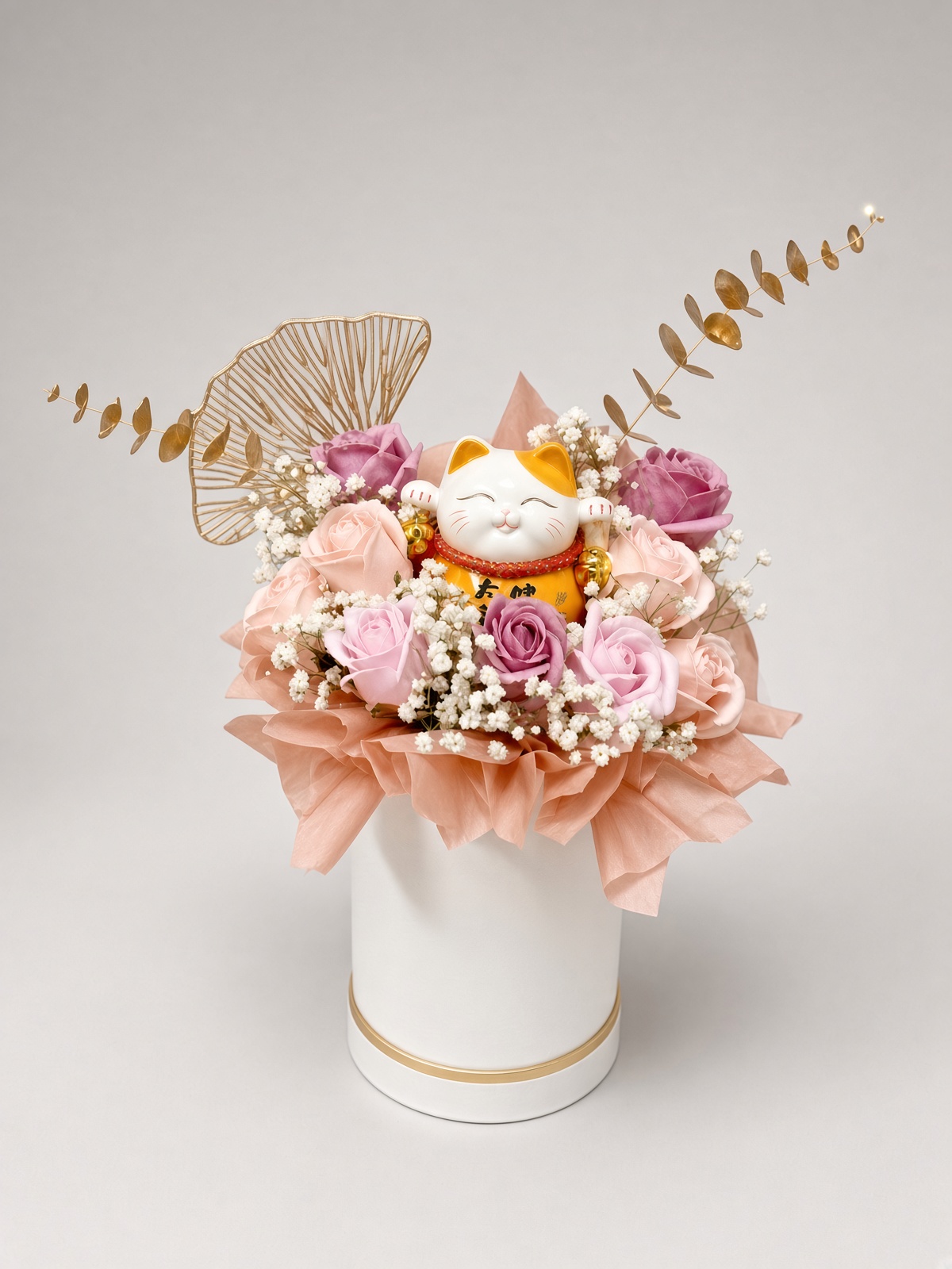 Lucky Cat Maneki Neko Soap Flower Opening Box